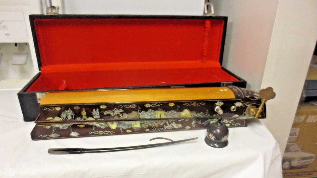 Vietnamese Lac Hong Monochord 1 String Zither Musical Instrument-Inlaid MOP-Case