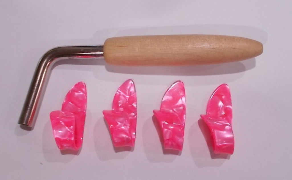 Autoharp Tuning Wrench + 4 Small Pink Thumb Picks / Grover 8020    FREE SHIP!