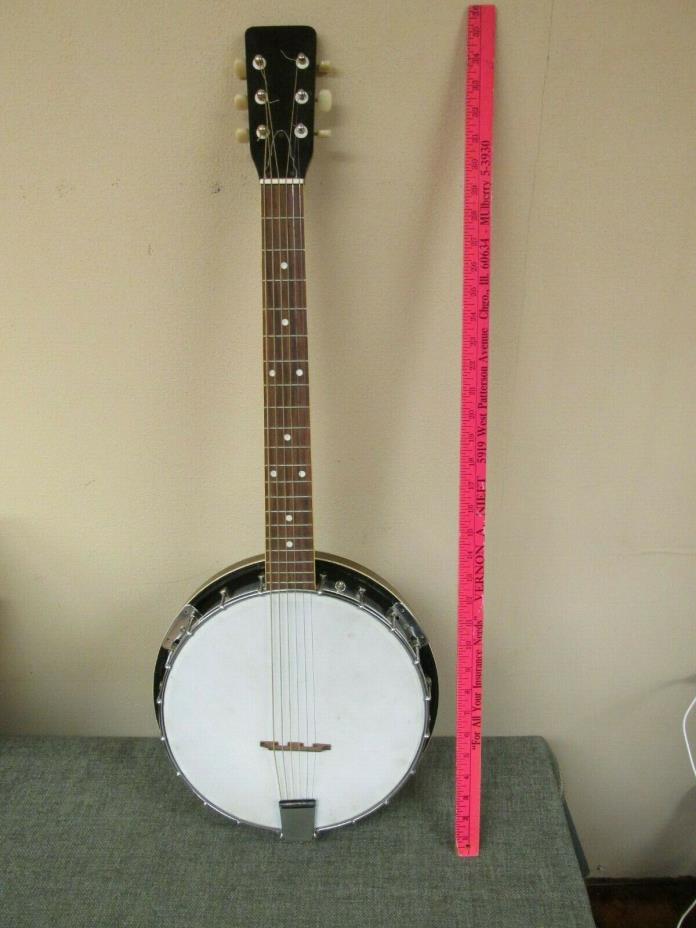 Vtg Banjitar 6-String Resonator Banjo Guitar Mahogany