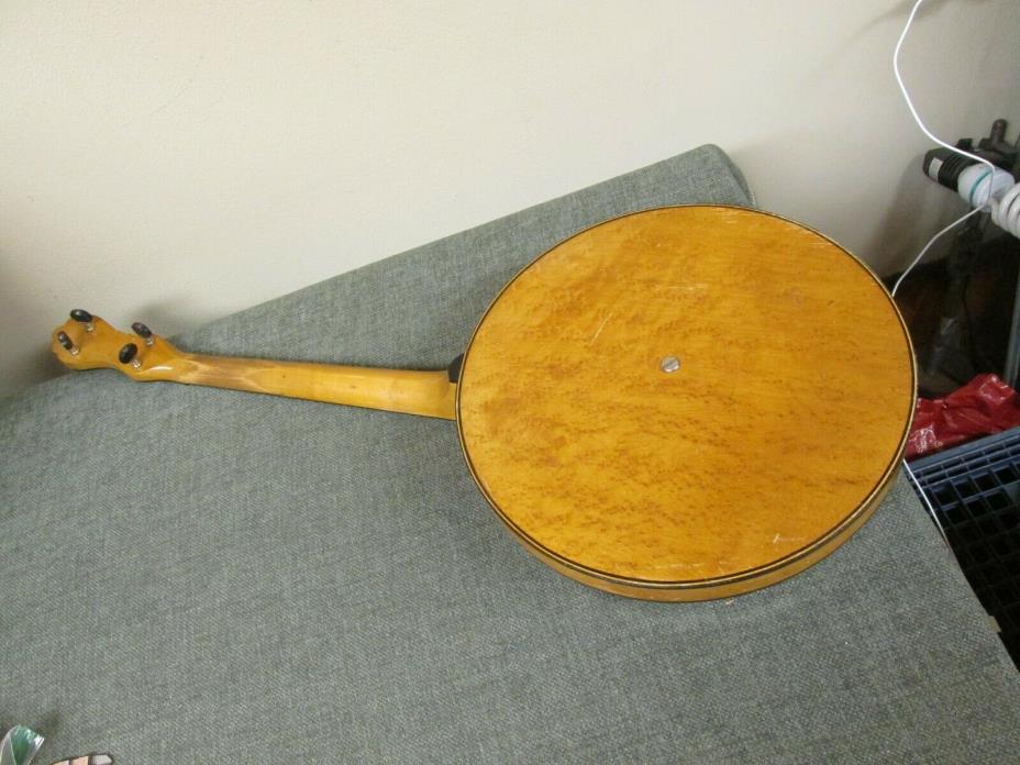 Vintage Tenor 4 String Banjo (Unmarked) Bird's Eye Maple Resonator