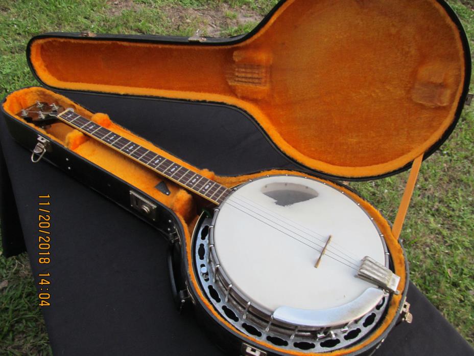Vintage Aria 4 string Banjo & Hard case & Key Grover Tuners