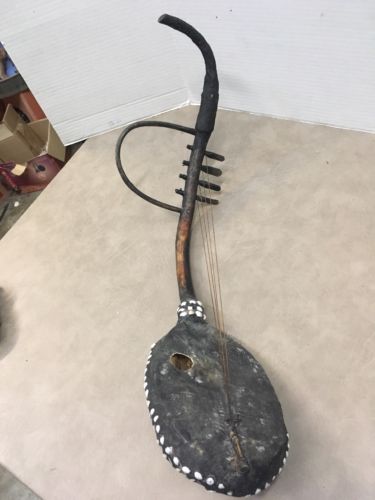 Antique 4 String Instrument W Shells Native American African ? Sounds Beautiful!