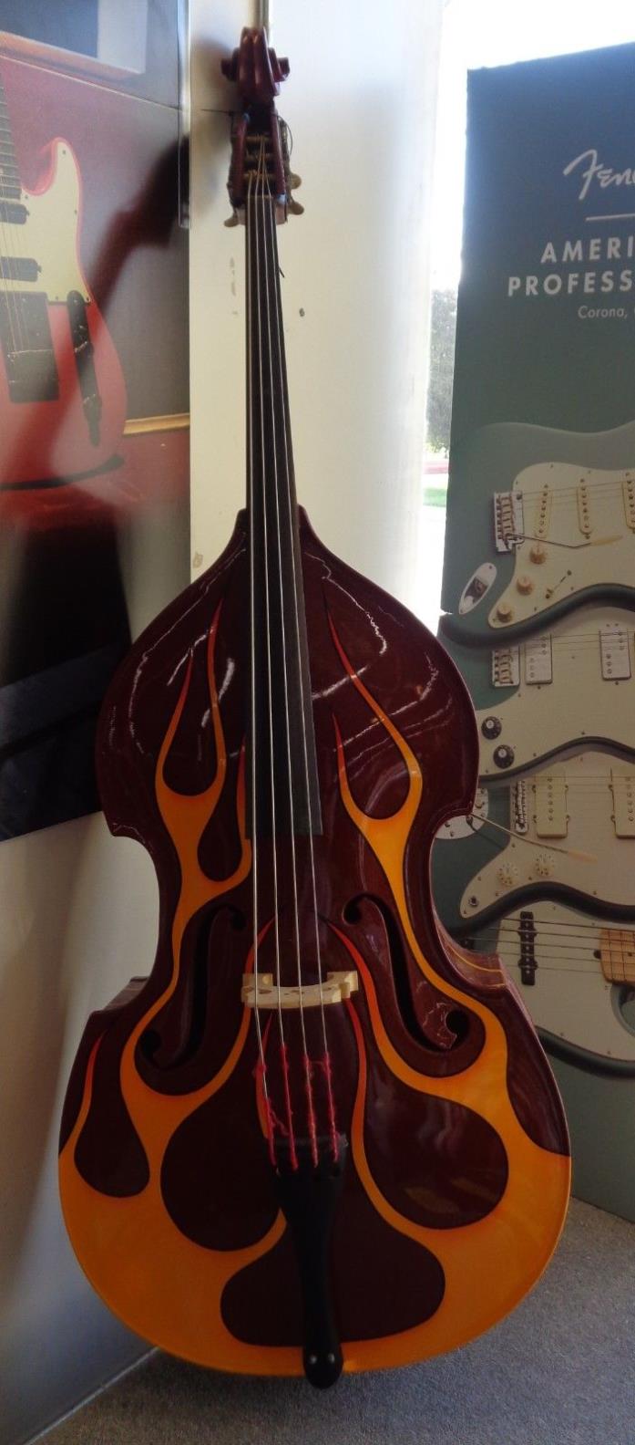 Used Roth G662 Fiberglass 1/2 Size Upright Bass with Flame Paint Job