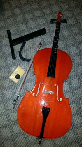 NEW! RED CECILIO FULL SIZE 4/4 ACOUSTIC CELLO STUDENT BEGINNER STAND & SOFT CASE