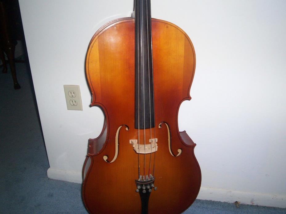 Full size cello wood with soft case, bow and beginner instruction book