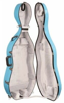 Bobelock 2000w  Fiberglass 3/4 Cello Case With Wheels - Sky Blue/Gray