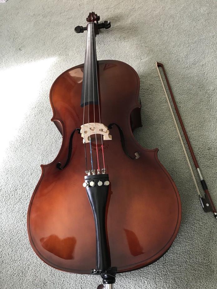 Maple 3/4 Size Student Cello & Soft Gig Case In Good Used Condition