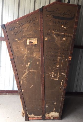 Lyon and Healy Antique Harp Case (Trunk), Huge, Wood, Old, Very Cool!
