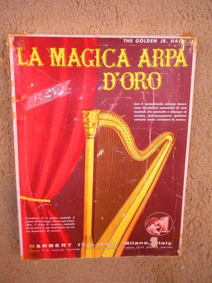Vintage Golden Junior Harp Italy La Majica Arpa D'Oro Harbert Musical Instrument
