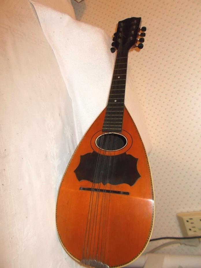 ANTIQUE MANDOLIN 8 STRING FOLK VINTAGE INSTRUMENT BOWL BACK WOOD FOR RESTORATION