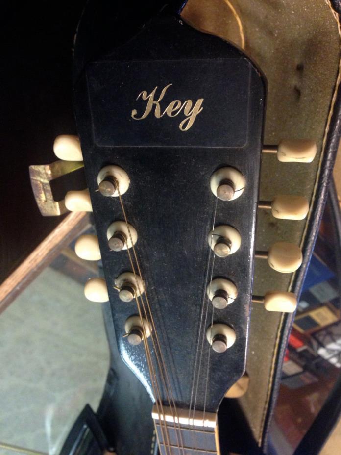 KEY Mandolin & Chipboard Case Model H-M-6 - needs restring currently only 7 OLD