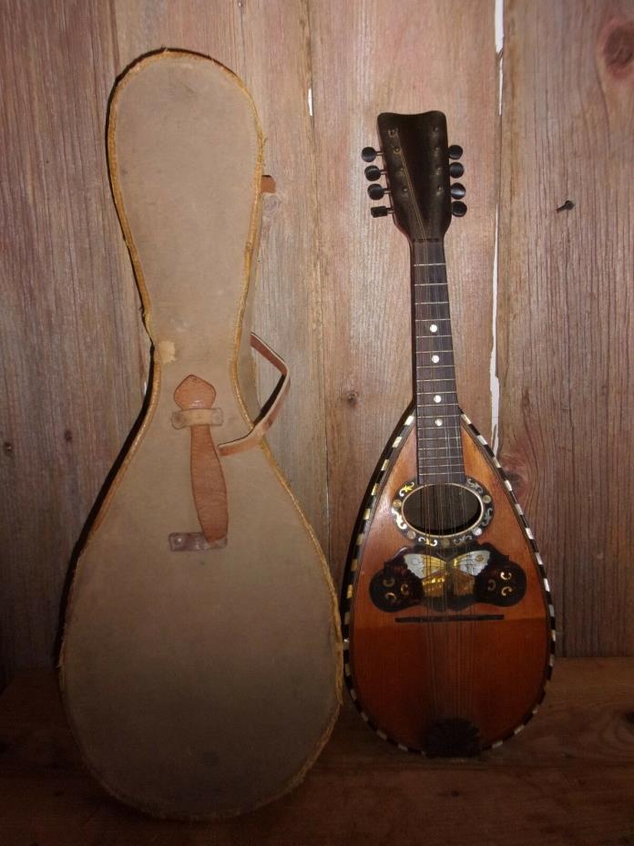 Vintage 8-String Mandolin Bowl Back Style with Case~Fancy inlay