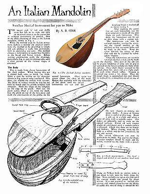 BUILD A ITALIAN MANOLIN ISTRUCTIONS & Printed Full Size Pattern