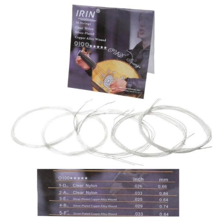 10pcs/set 0100 Oud Strings Clear Nylon String Silver Plated Copper Alloy Wound
