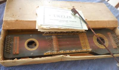 Ukelin Vintage string intrument w/box-Bow-resin-music, steel/lap guitar folk1925