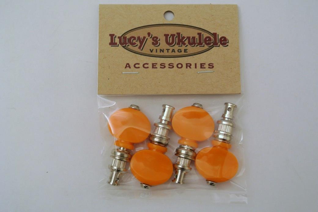 Lucy's Ukulele Vintage Style Color Friction Pegs Tuners Orange Buttons