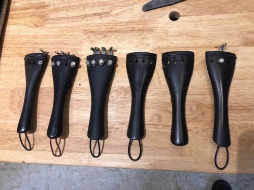 6 Viola Tailpieces Ebony. Full Size. Old.