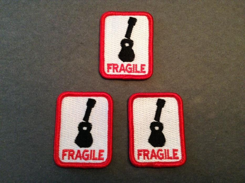 FRAGILE Patch for Ukulele or Guitar Case - Set of 3 decal sticker embroidered