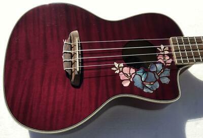 Luna UKE FLO Flora Quilt Maple Concert Ukulele A/E Trans Merlot with Gig Bag