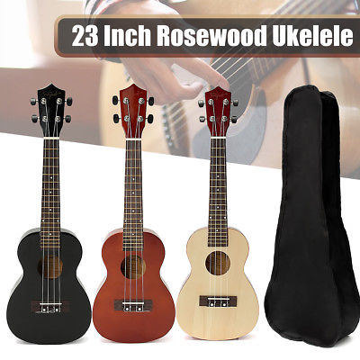23'' Rose wood Ukulele Acoustic Soprano Hawaii Colorful Instrument Guitar & Bag