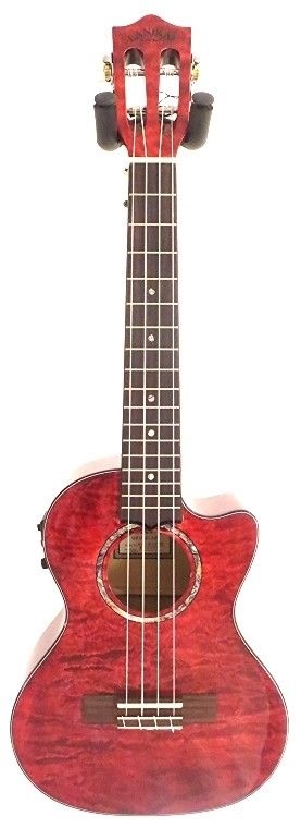 Lanikai QM-RDCET Red Quilted Maple Cutaway Acoustic Electric Tenor Ukulele