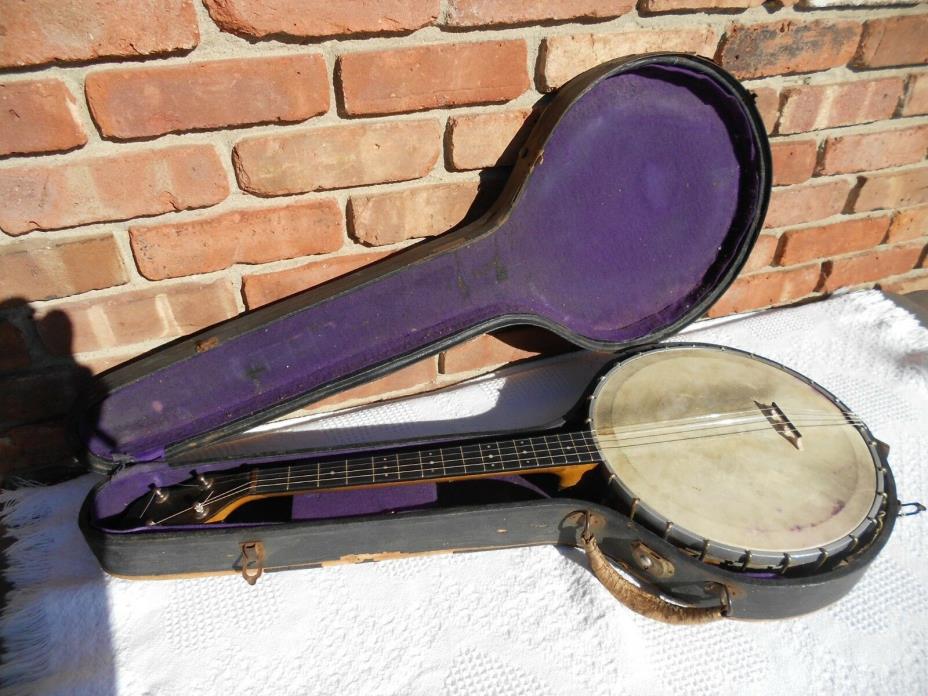 Vintage 4-String Tenor Banjo,Early 1900's, Epiphone ? with case