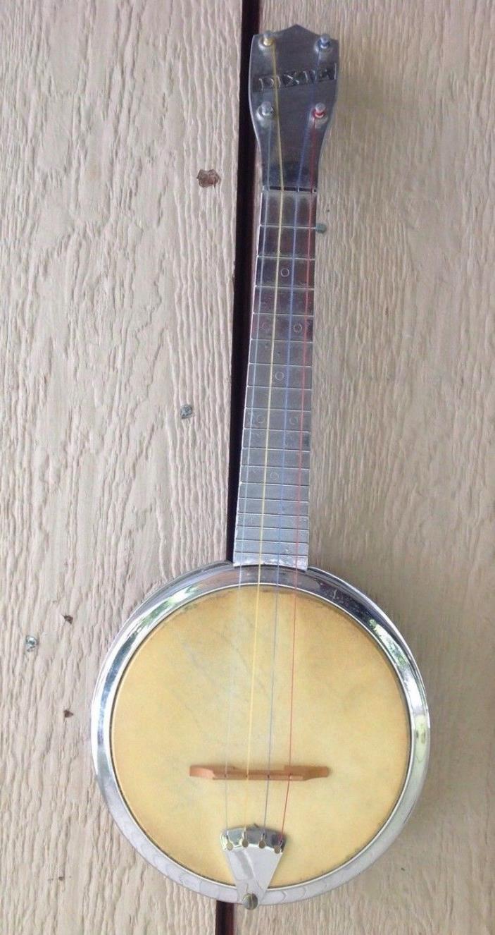 DIXIE Metal Banjo Uke  Cast metal BLACK Inside With Orginial Brown Carry Bag