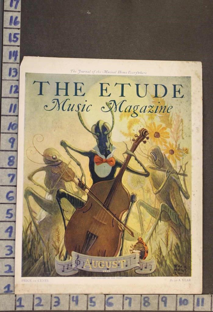 1929 MUSIC INSTRUMENT CELLO VIOLIN BUG INSECT GRASSHOPPER ILLUS HOGG COV RJ95