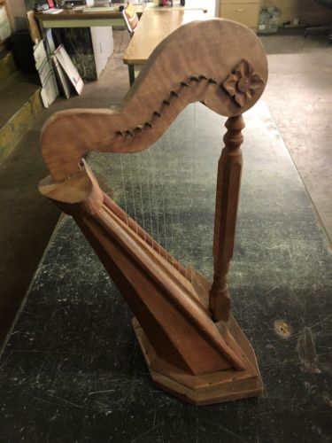 Vintage Wooden Mini Table Top Harp 18”