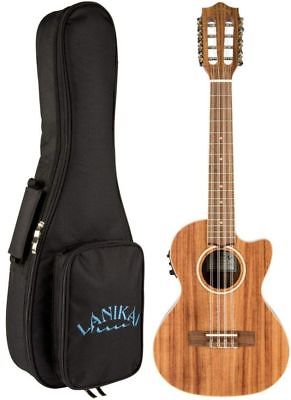 Lanikai ACST-8CET Solid Top Acacia 8 String Tenor Acoustic Electric Ukulele +Bag