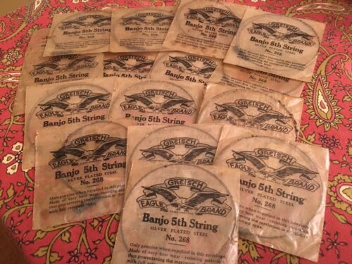 Lot Of Vintage Gretsch Eagle Brand Banjo 5th Strings - Silver Played Steel