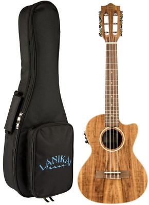 Lanikai ACST-6CET Solid Top Acacia 6 String Tenor Acoustic Electric Ukulele +Bag