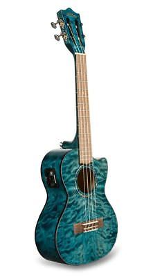 Lanikai QM-BLCET Blue Quilt Maple Electric Acoustic Tenor Ukulele With Bag
