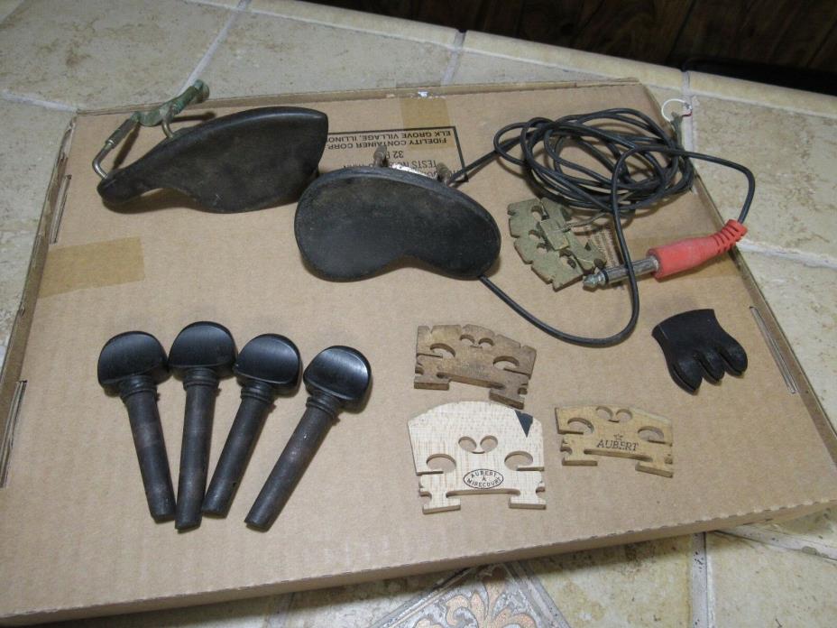 Antique VIOLIN Parts, Tuners,Ebony  Rests, Bridges & More 1800s,1900s GREAT DEAL