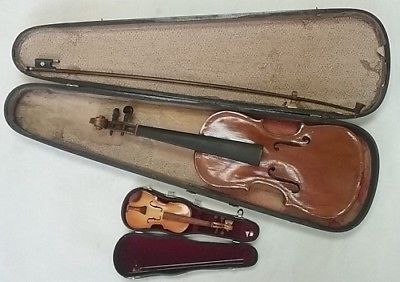 Rare Hopf Tiger Maple Violin Fiddle W Salesman Sample Antique Old Vintage