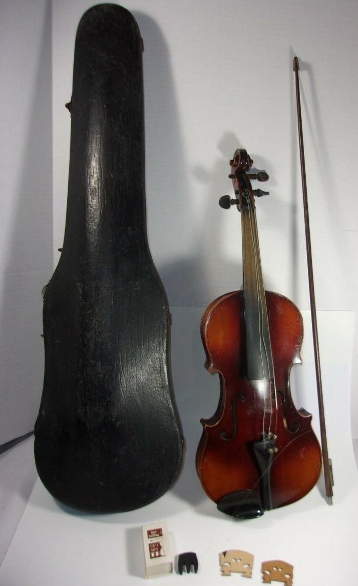 Vintage Antique Violin Stradivarius Copy Full-sized 4/4 with Case  T*