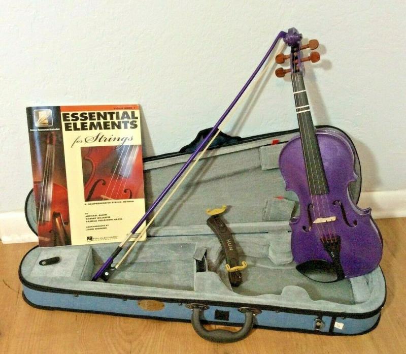Stentor Harlequin Series 3/4 Size PURPLE Student Violin Outfit Set Case Bow Book