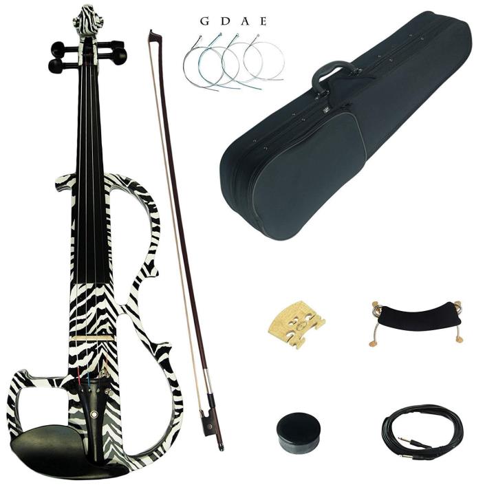 Kinglos 4/4 Black White Zebra Colored Solid Wood Advanced Electric / Silent Viol