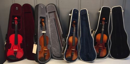 LOT OF 4 VIOLINS - 3/4 AND FULL SIZE