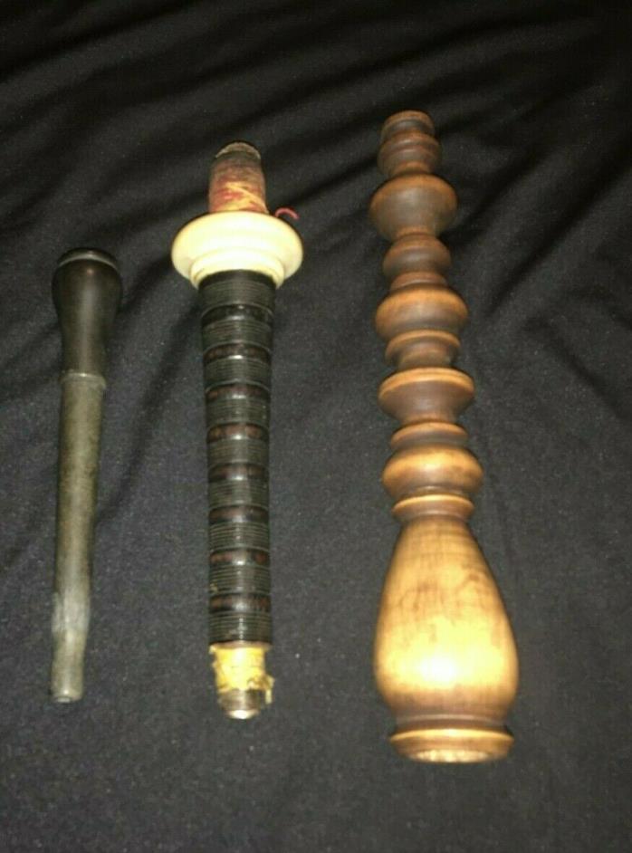 VINTAGE BAGPIPE MOUTHPIECE WITH WOOD MOUTHPIECE HOLDER, UNBRANDED