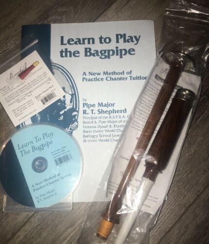 Learn to Play Bagpipes Manual BOOK/CD Rosewood Practice Chanter Kit Roosebeck