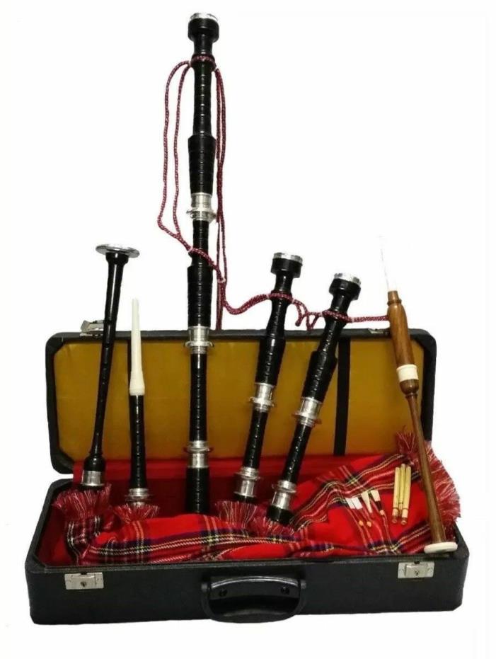 Great Highland Bagpipes Silver Amounts/Scottish Bagpipe with Hard Case/chanter