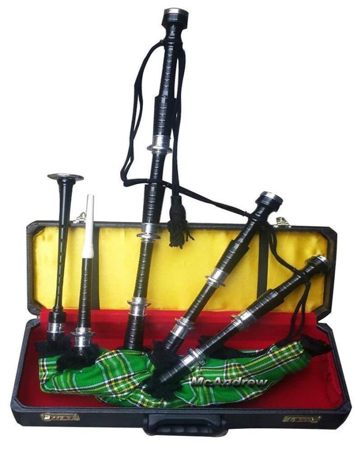 Great Highland Rosewood Bagpipe Full Silver Amounts With Hard Case +Tutor Book