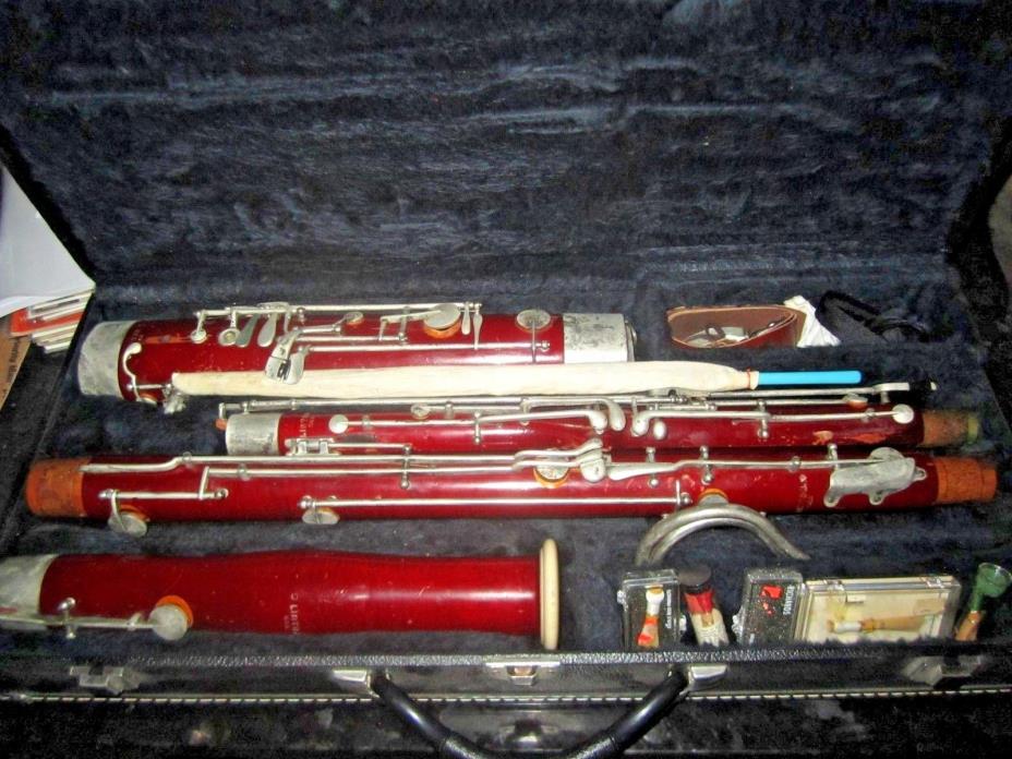 Vintage LINTON wood Bassoon! 2 Bocals + extras! Playable Working instrument case