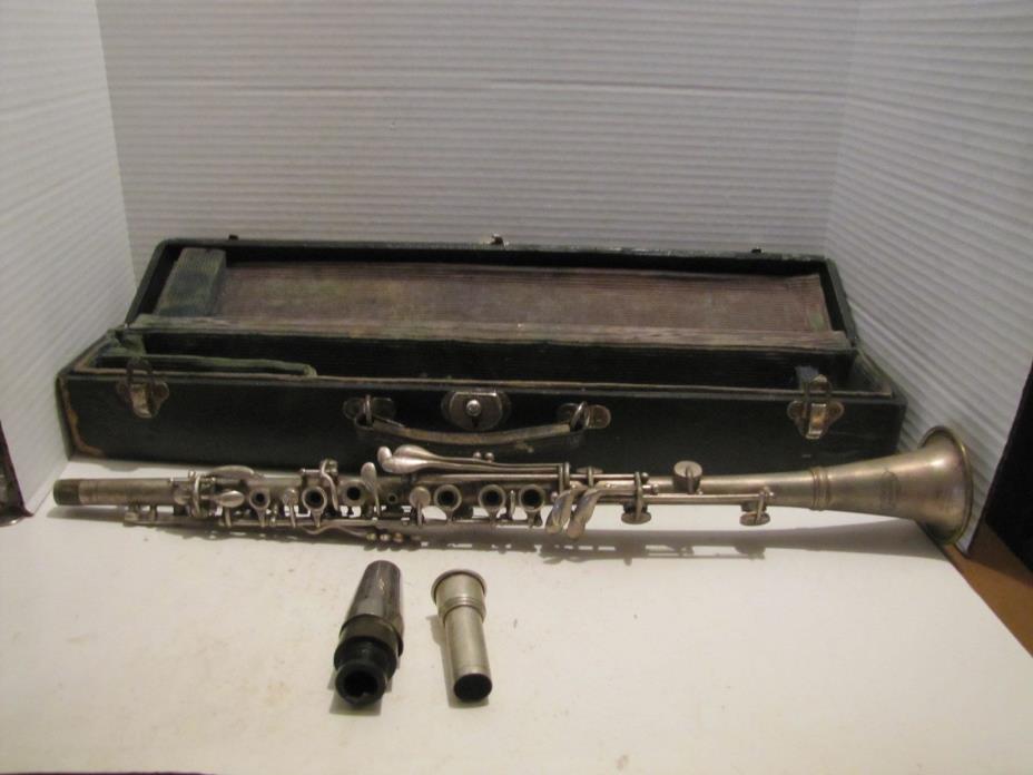 VINTAGE PERTIN AMERICAN CHICAGO Bb METAL CLARINET IN BOX USED READ