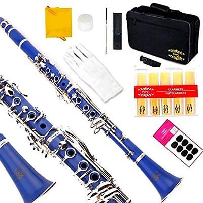 Glory Blue/Silver Keys Flat Clarinet With Second Barrel, 11reeds,8 Pads To See