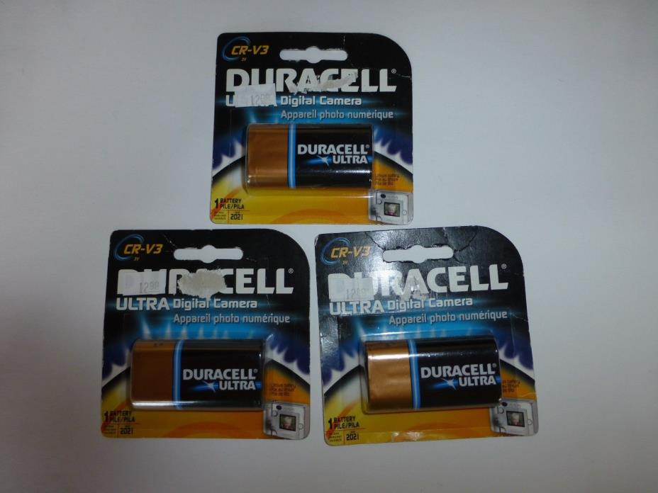 Lot of 3 Duracell CR V3 Ultra LITHIUM Digital Camera Battery Exp March 2021 New