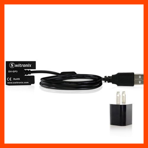 DVGP3USBPS Gopro 3/3+ Battery Eliminator USB Power 10 Ft Cable W AC Adaptor Blac