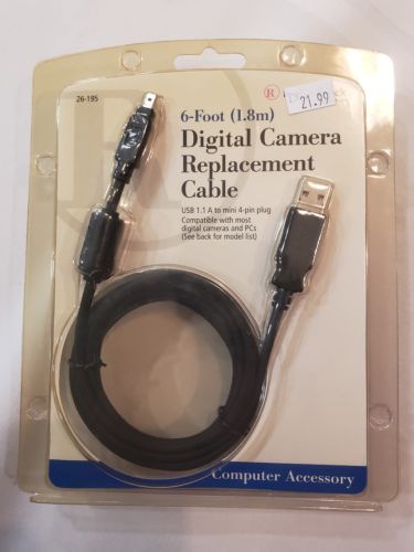 RadioShack 26-195 6-Foot (1.8m) Digital Camera Cable Fuji Toshiba Casio 2PC Lot