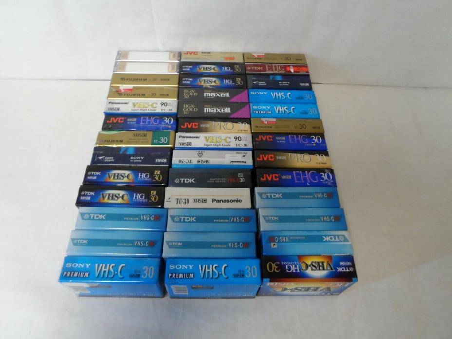 Mixed Brand Lot of 39 New Sealed Camcorder Videocassette Blank Tape TC-30 VHS-C